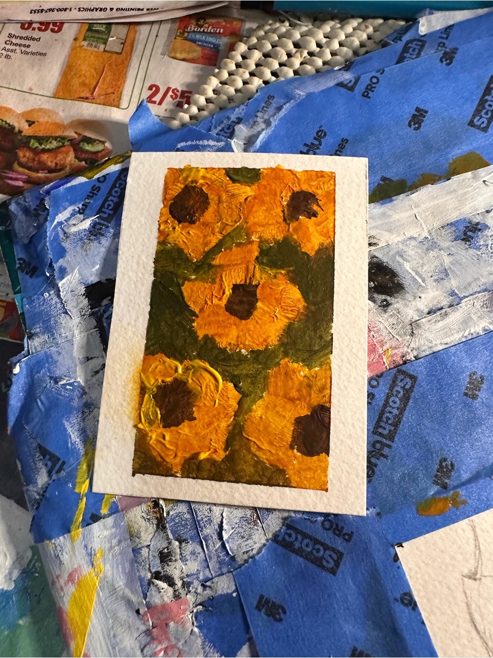 Hand-Painted Yellow Sunflower Canvas Art by